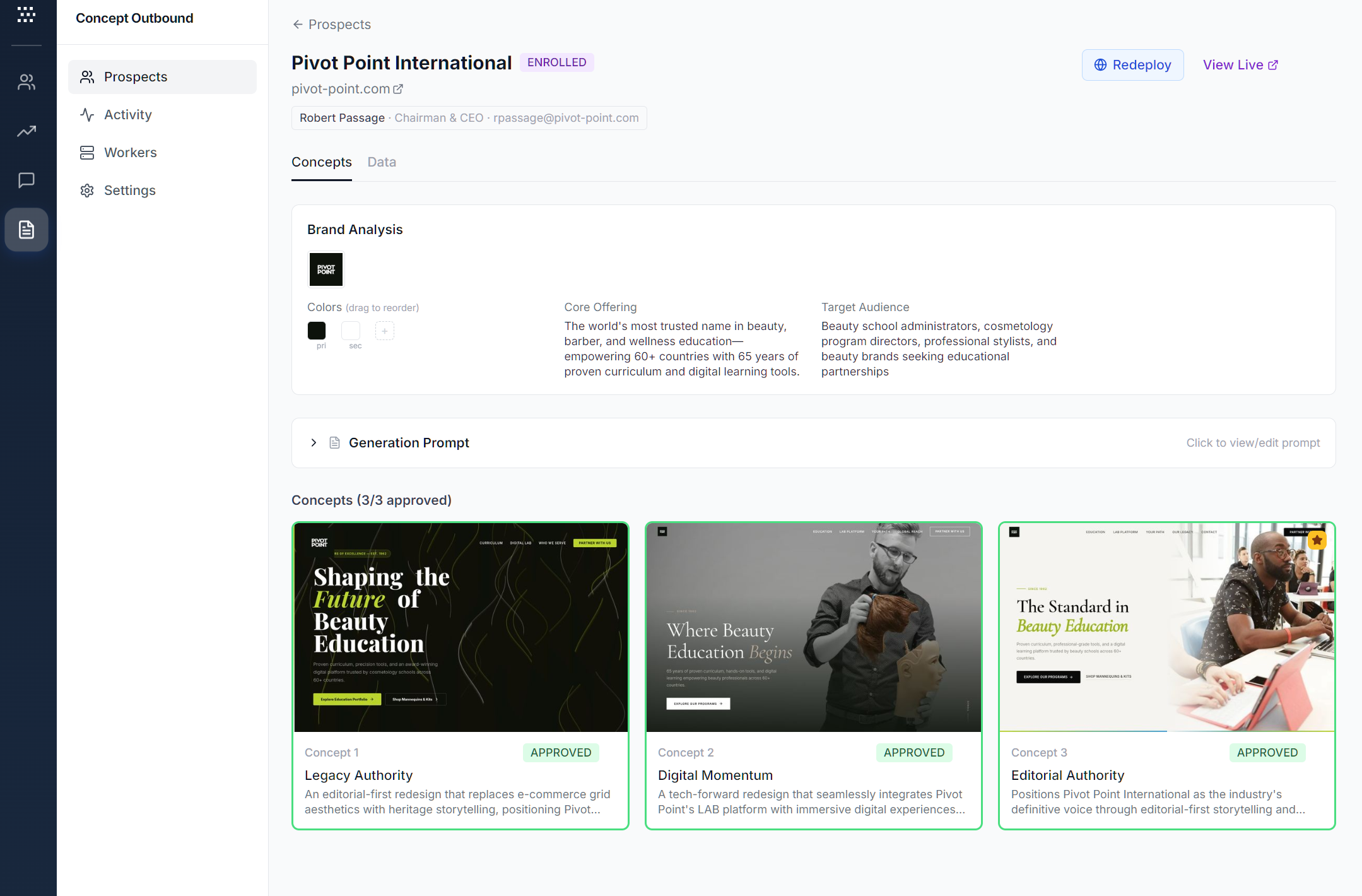 Concept Outbound AI tool